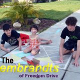 Members of the McDonald Klan, put their artistic skills work, creating street and sidewalk artworks. Left to right are Jason, Elizabeth, and Dylan McDonald.